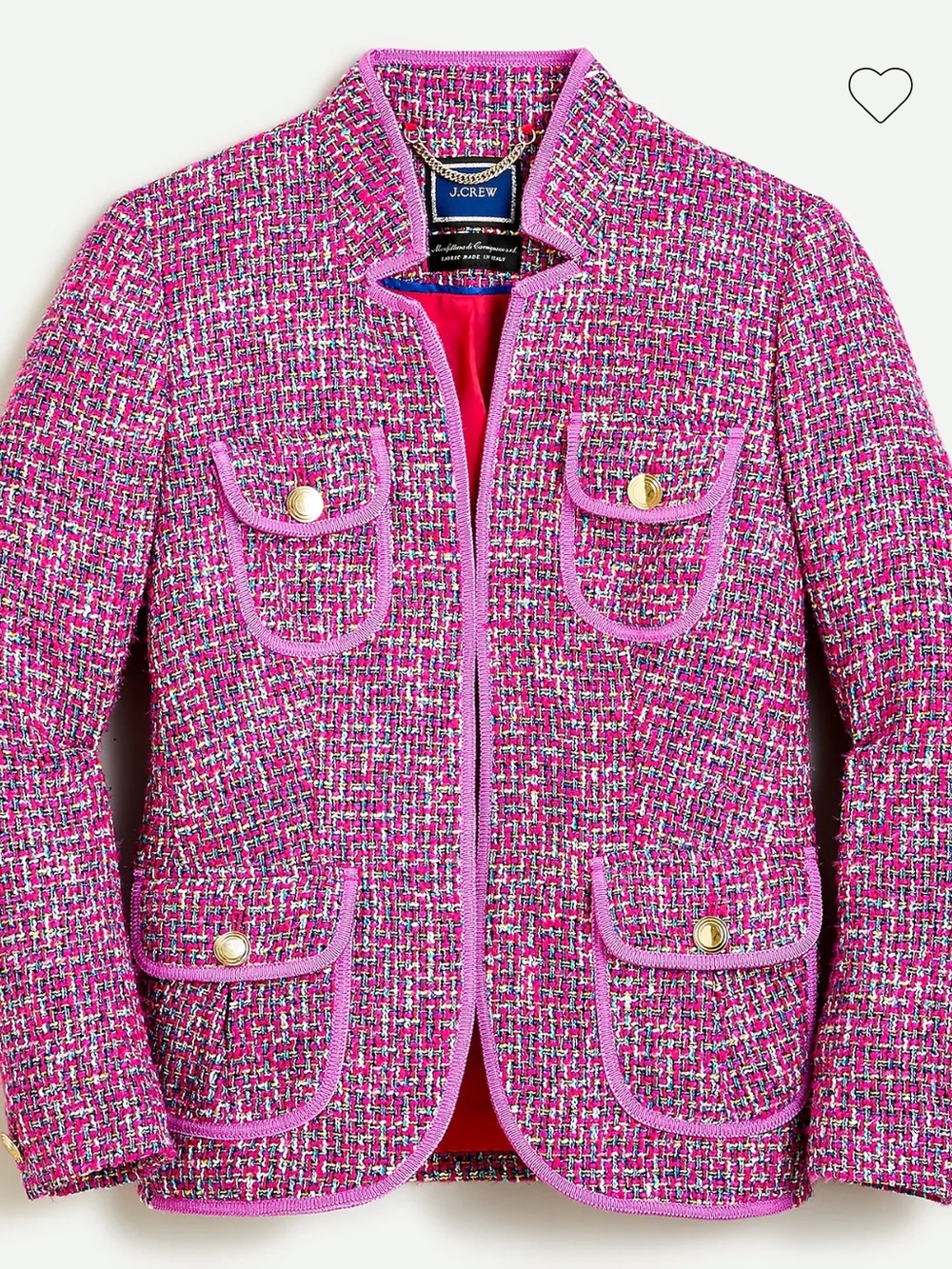 J. Crew Magenta Tweed Pocket Fitted jacket in autumn tweed 6